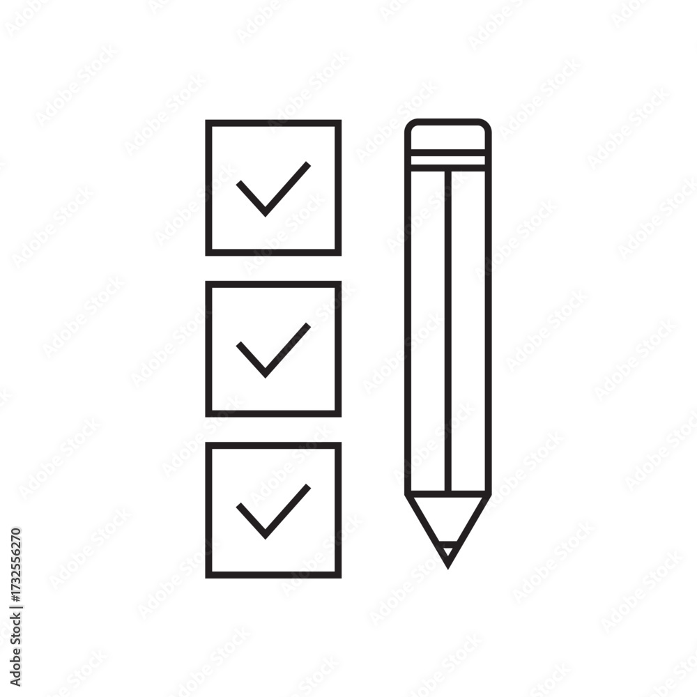 Obraz premium icons. icons of a finished work. finished work. done. a black and white icon with lines. different shapes with a completed task. a completed task.