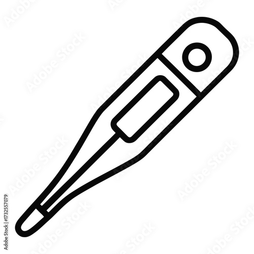  Simple line art icon of a digital thermometer for measuring body temperature 