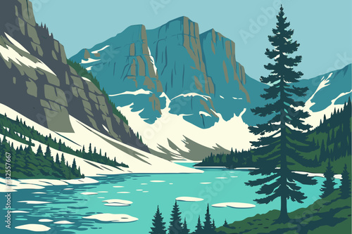 Iceberg Lake in Montana, turquoise waters dotted with floating icebergs beneath towering cliffs