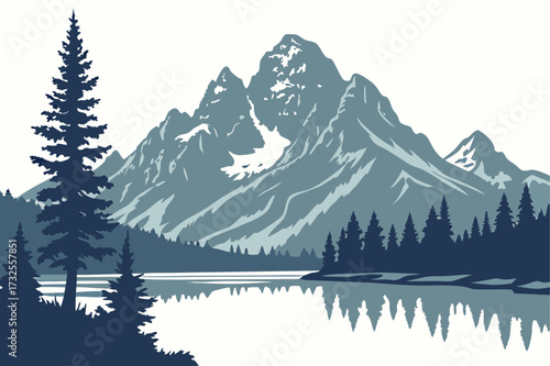 Jackson Lake in Grand Teton National Park, Wyoming, mirror-like waters reflecting jagged Teton mountain peaks