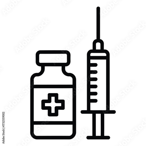  Medical syringe and vial icon representing vaccination and healthcare treatment