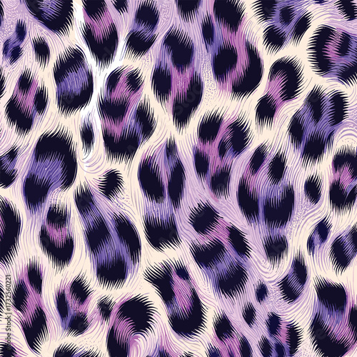 Purple leopard pattern artwork vector with chic animal fur camouflage a creative fit for wallpapers, fabric art, fashion design, and luxury textile prints.