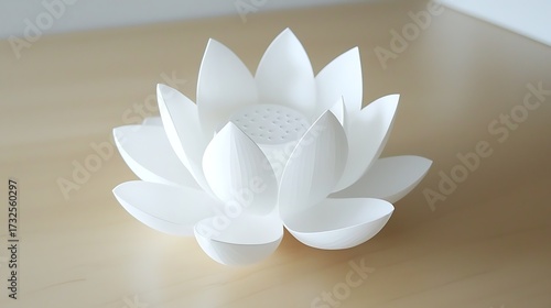 Single lotus flower isolated on pure white background, minimal clean design style