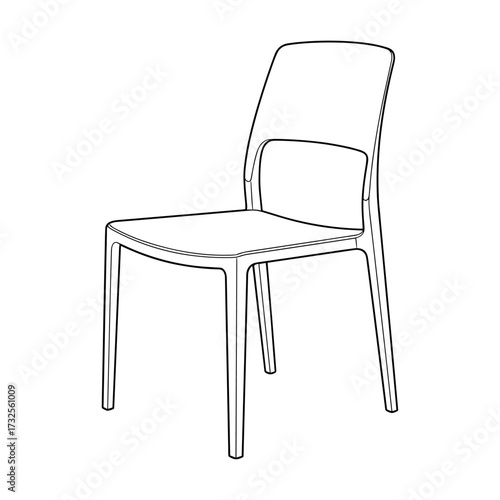 Modern chair in line art style in black and white