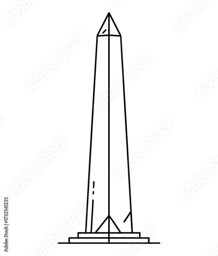 Obelisk in line art style in black and white