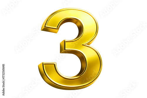 Radiant golden number three for elegant designs, adding a touch of luxury and sophistication, perfect for anniversaries and countdowns with a modern flair