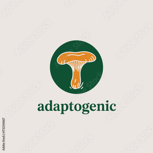 An elegant illustration of a mushroom defined as adaptogenic, highlighting the importance of natural remedies for stress and wellness, while appealing visually through design.