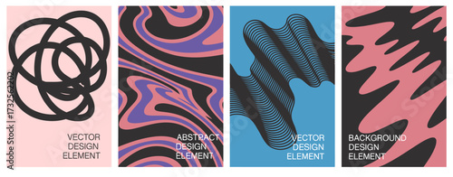 An array of captivating abstract designs featuring intriguing vector elements in vibrant colors and dynamic shapes, perfect for visual impact and creativity.
