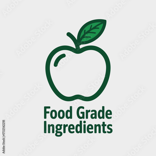 This image depicts an outline green apple icon representing food grade ingredients, emphasizing the importance of quality and health in everyday food consumption.
