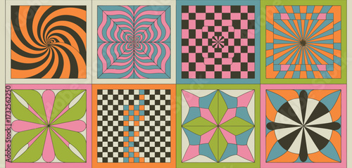 A vibrant collection of colorful optical patterns that create a sense of movement and depth, adding an energetic vibe to your designs and artworks.