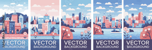 This picturesque urban landscape in pastel tones creates a dreamy atmosphere, ideal for art projects, decor, or lifestyle-related themes and prints.