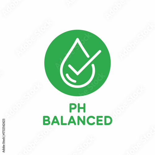 This graphic features a water droplet encircled with a checkmark, embodying the concept of ecological balance and purity in a modern design suitable for various branding needs.