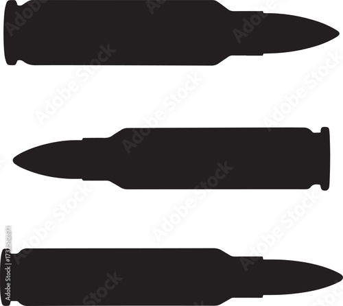 Three bullet silhouettes in a row silhouette