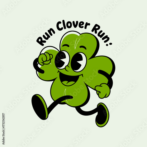 This charming green clover character, with an animated expression, embodies joy and spontaneity, encouraging viewers to embrace happiness with its cheerful design and catchy phrase.