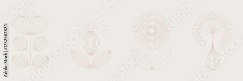 This image showcases stylized floral illustrations with a modern touch, featuring delicate lines and curves that embody the beauty and elegance of nature in a unique way.