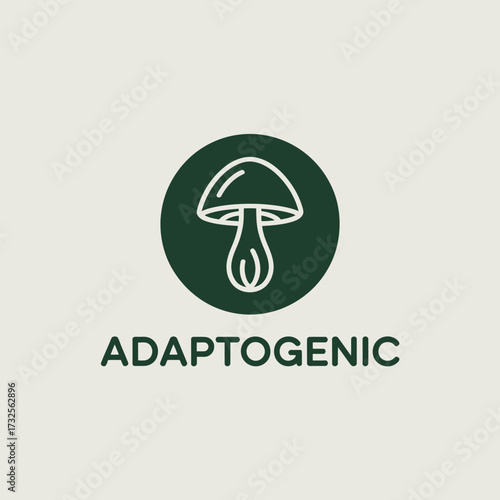 This image features a minimalistic drawing of an adaptogenic mushroom, focused on wellness and natural healing, ideal for conveying health and fitness concepts in design.