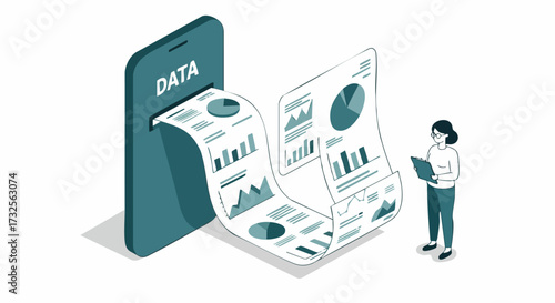 Data analytics flowing from a mobile device to a report with a person analyzing it