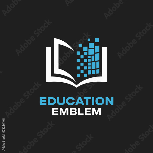 This image showcases a sleek emblem of an open book complemented by digital elements, symbolizing modern education and the integration of technology in learning.