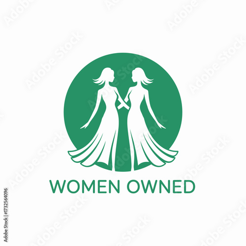 A visually appealing logo featuring two graceful women standing together, symbolizing collaboration, empowerment, and support among female entrepreneurs or businesses.
