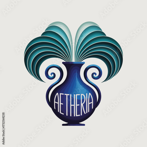 This image showcases a sophisticated blue vase adorned with flowing abstract designs, highlighting modern artistry and creative floral interpretations in decoration.