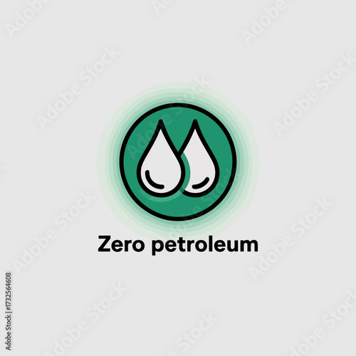 This image showcases a zero petroleum icon characterized by two water droplets, encapsulating a commitment to eco-conscious products and sustainable living practices.