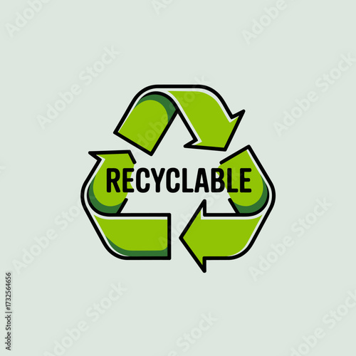 This digital artwork illustrates a stylized recyclable graphic featuring circular green arrows, emphasizing the message of recycling and promoting environmental responsibility.