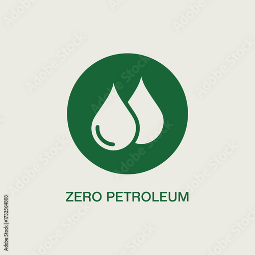 A visually appealing logo design that represents the concept of zero petroleum, featuring droplet shapes in a green theme for an environmentally conscious brand identity.