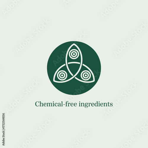 An elegant logo design emphasizing chemical-free ingredients, featuring a unique geometric pattern that reflects modernity, sustainability, and a commitment to health.