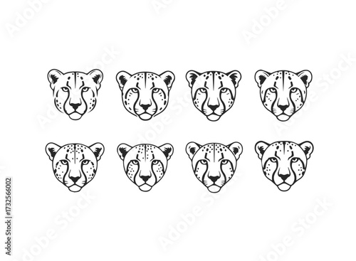 Stylized Cheetah Faces Vector Art Collection
