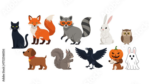 Animal Cartoon Collection: A delightful collection of cartoon animals, with varying shapes and sizes in various poses and expressions that shows a sense of playfulness and humor. 