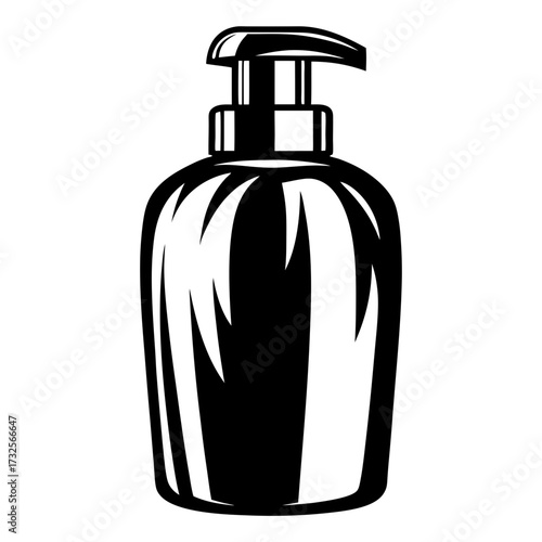 Monochrome illustration of a soap dispenser for product packaging and advertising