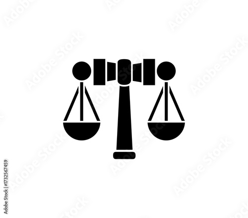 Justice scales icon symbolizing balance, fairness, law, and legal judgment, perfect for law firms and courtrooms.