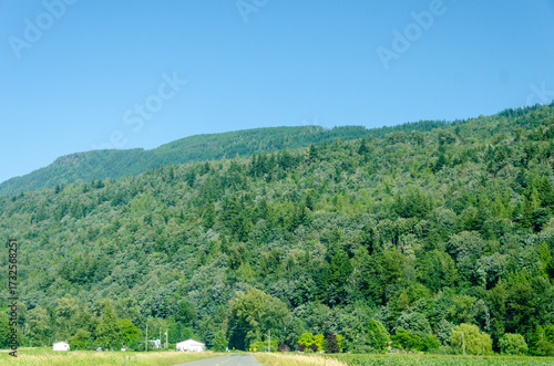 Spectacular view of Fraser Valley countryside around Chilliwack, BC, Canada