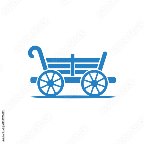 Blue Historical Cart with Transparent Background for Designs and