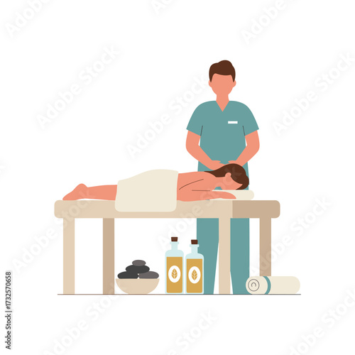 A masseur massages a woman's body in a spa salon, embodying a beauty treatment concept