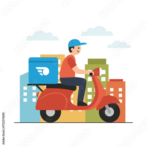Concept of a delivery package illustration: a flat illustration set against a white background
