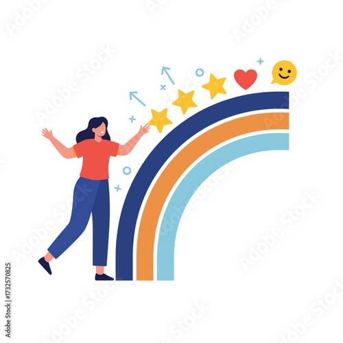 The woman provides feedback using numerous stars and reactions