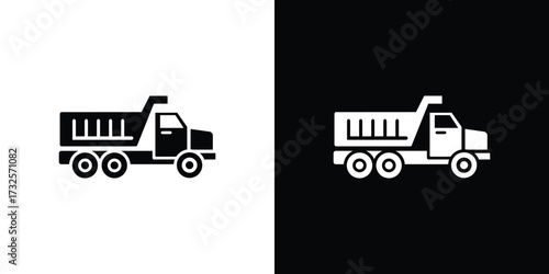 Isolated Truck with Transparent Background, Black and White Silhouette Icon