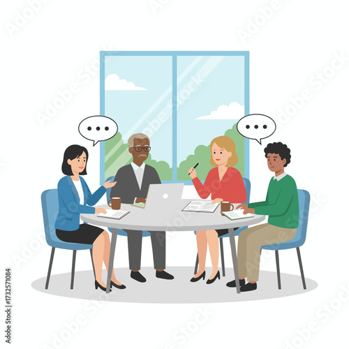 A woman in a job interview with four sophisticated members of management
