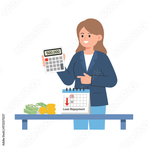 Illustration concept of loan repayment date on a white background