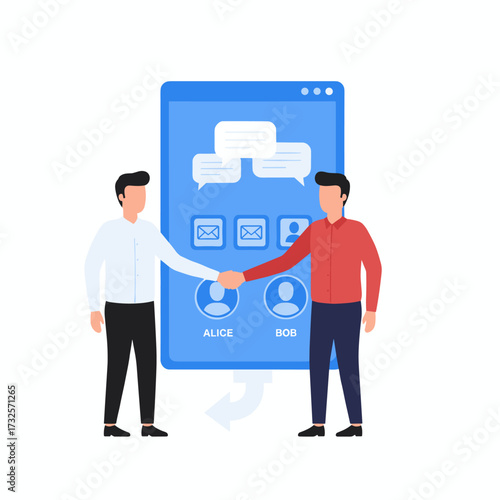 Vector illustration of an affiliate marketing concept, suitable for web banners, infographics, and hero images, presented as a flat design on a white background