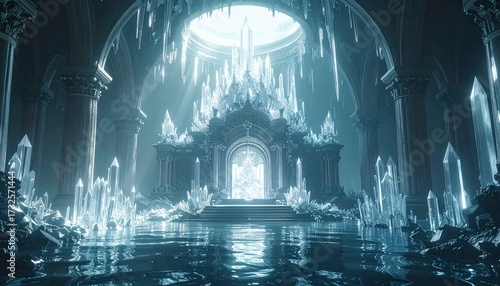 Ice Palace Interior with Glowing Lights
