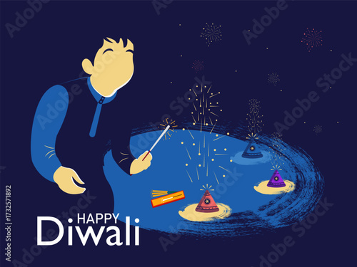 Abstract Creative flat noisy trendy style vector illustration on Happy Diwali Indian festival of lights celebration background.
