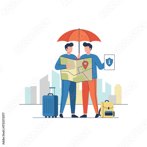 Illustration concept of travel insurance on a white background