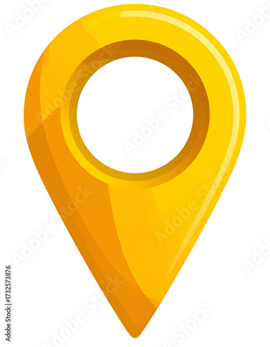 Free Download Bright gold location marker, stylized, with a dark circle inside, on a black background - GFXLoad