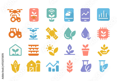 Agromonitoring and plant health tracking icons