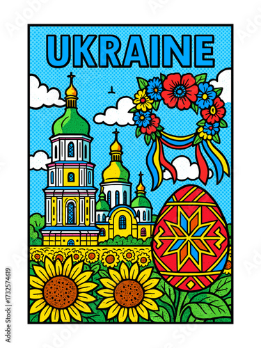 Pop Art Style Ukraine Travel Poster