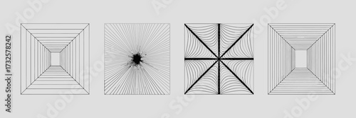 This abstract image showcases intricate geometric patterns and linear designs that create depth and movement, captivating the viewer's imagination and sense of space.