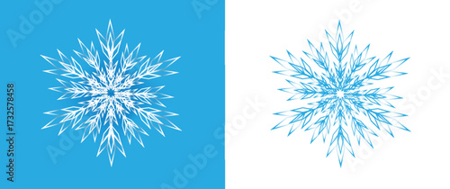 Realistic snowflakes Icons. Winter concept. Set of snowflakes on blue background. Snow, winter holidays. Vector illustration.