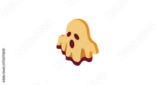 Cute isometric ghost with brown eyes on white background